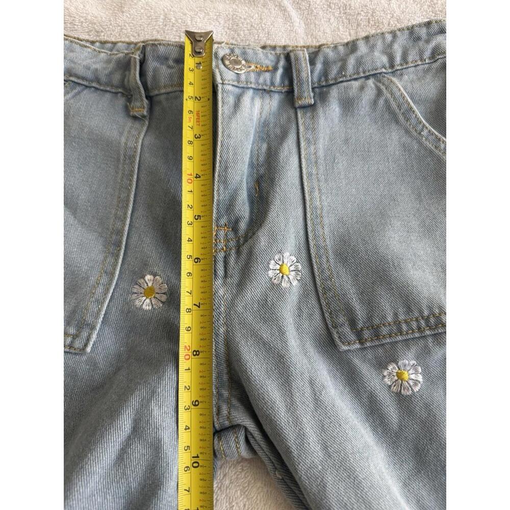 Girls Soho Blue Denim Jeans Pants With Side Pockets‎ and Daisies size 10 - Picture 5 of 11